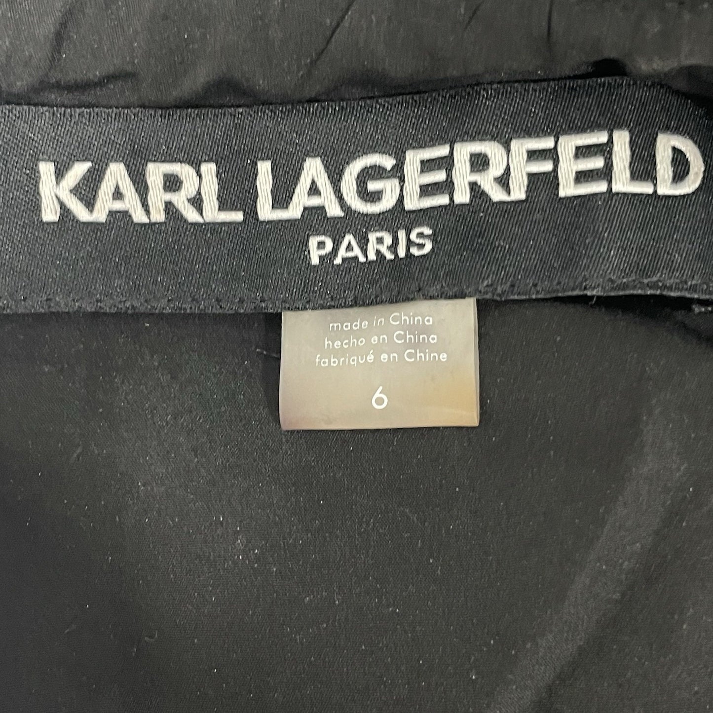 Karl Lagerfield Paris Black White Metallic Tweed Sheath Dress Zip Lined Size 6
