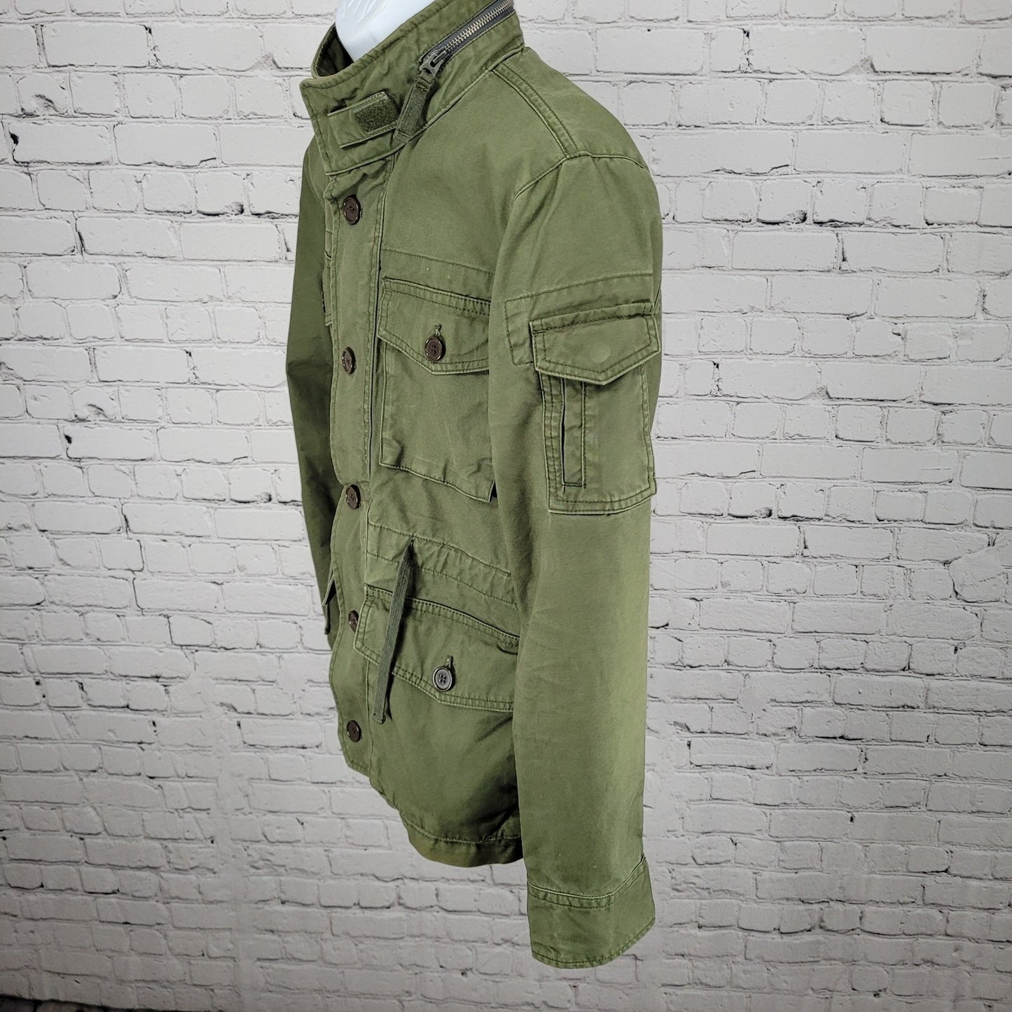 Country Road Green Cotton Canvas Military Utility Full Zip Jacket Australia S