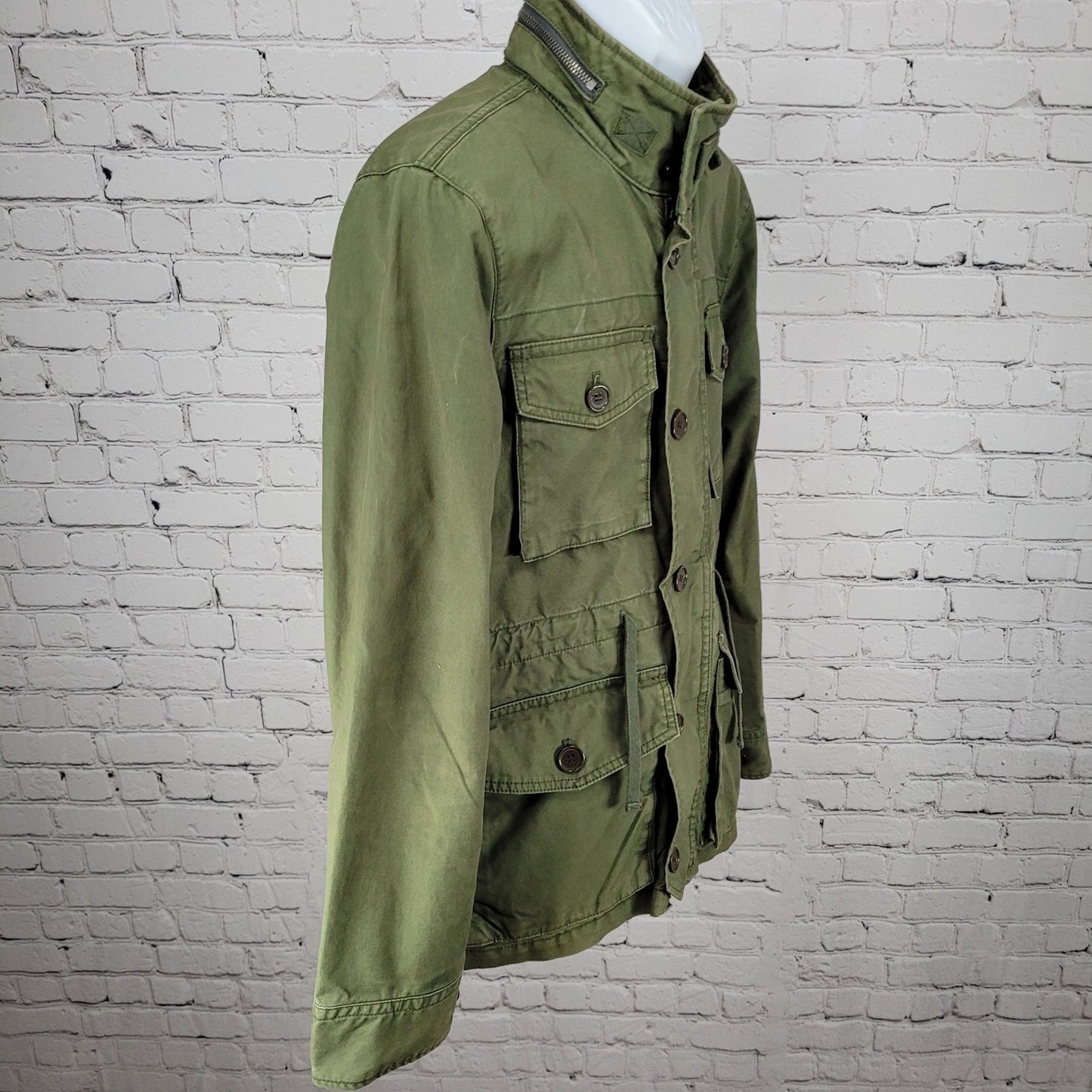 Country Road Green Cotton Canvas Military Utility Full Zip Jacket Australia S