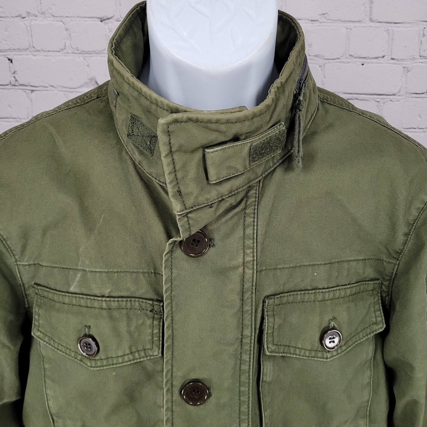 Country Road Green Cotton Canvas Military Utility Full Zip Jacket Australia S