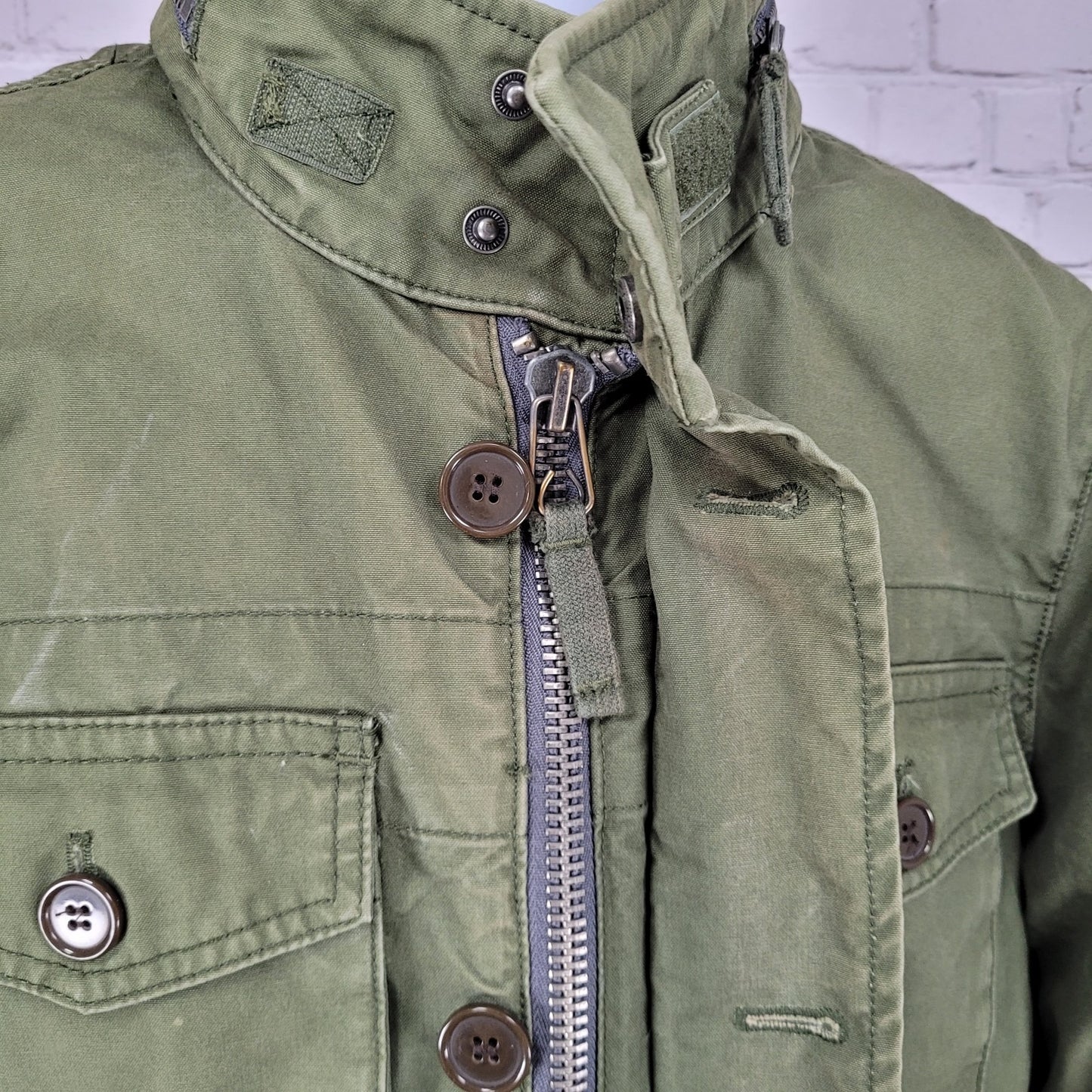 Country Road Green Cotton Canvas Military Utility Full Zip Jacket Australia S