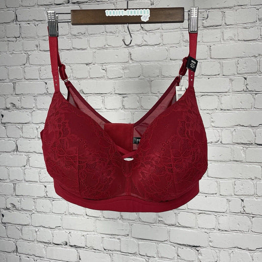 NWT Torrid Red Floral Lace Wire Free Boost Mesh Padded Size 46DD
