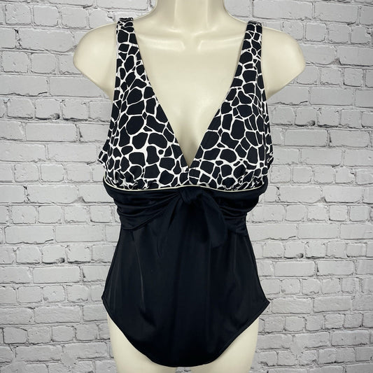 It Figures! Black Tummy Thinner Padded Full Coverage One Piece Swimsuit Size 14