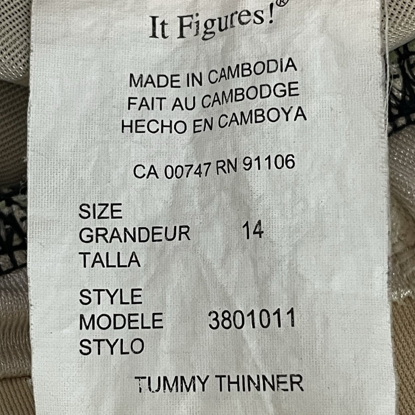 It Figures! Black Tummy Thinner Padded Full Coverage One Piece Swimsuit Size 14