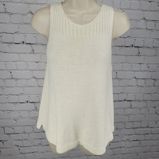 Madewell Cream Cotton Blend Knit Boho Sleeveless Sweater Tank Top Size XXS