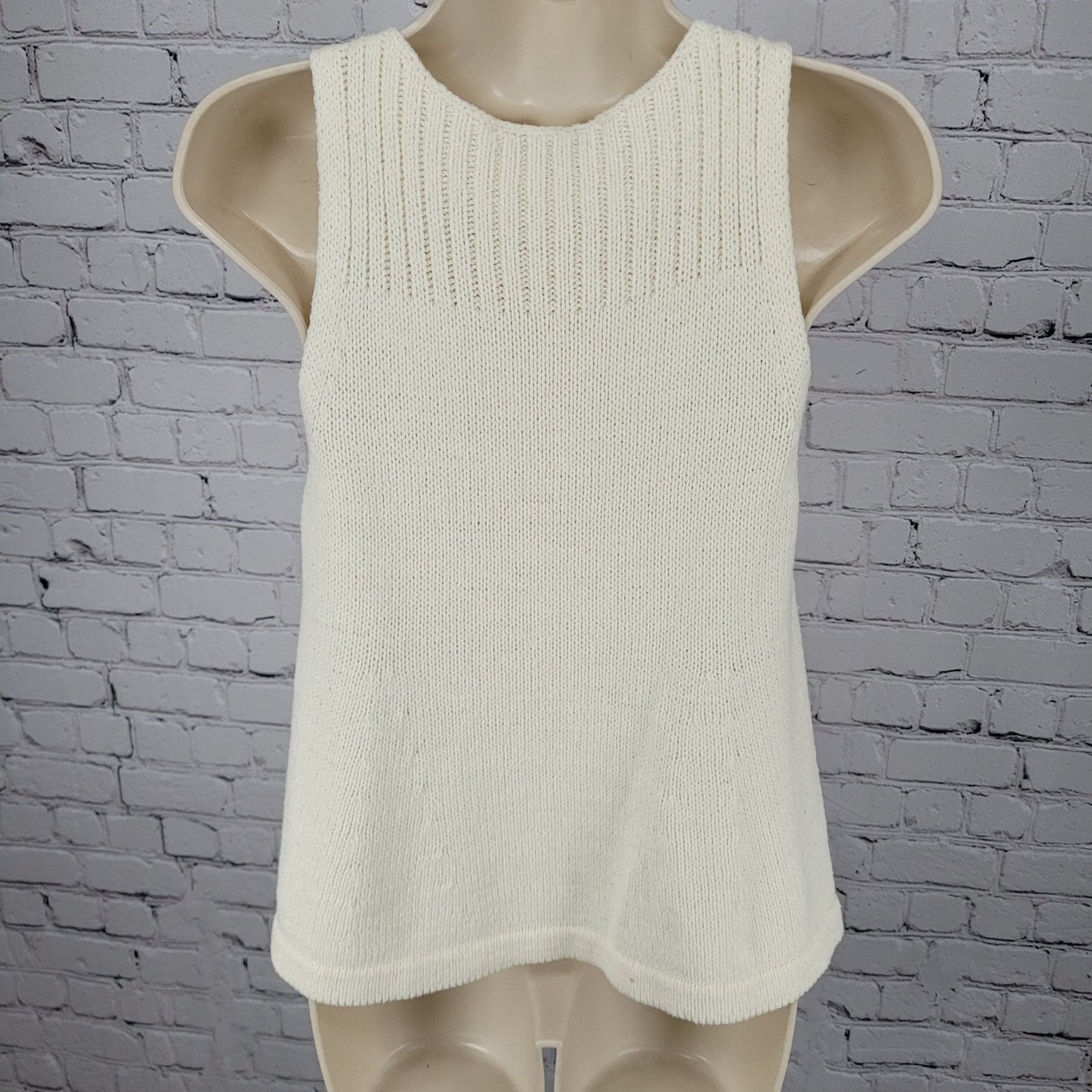 Madewell Cream Cotton Blend Knit Boho Sleeveless Sweater Tank Top Size XXS