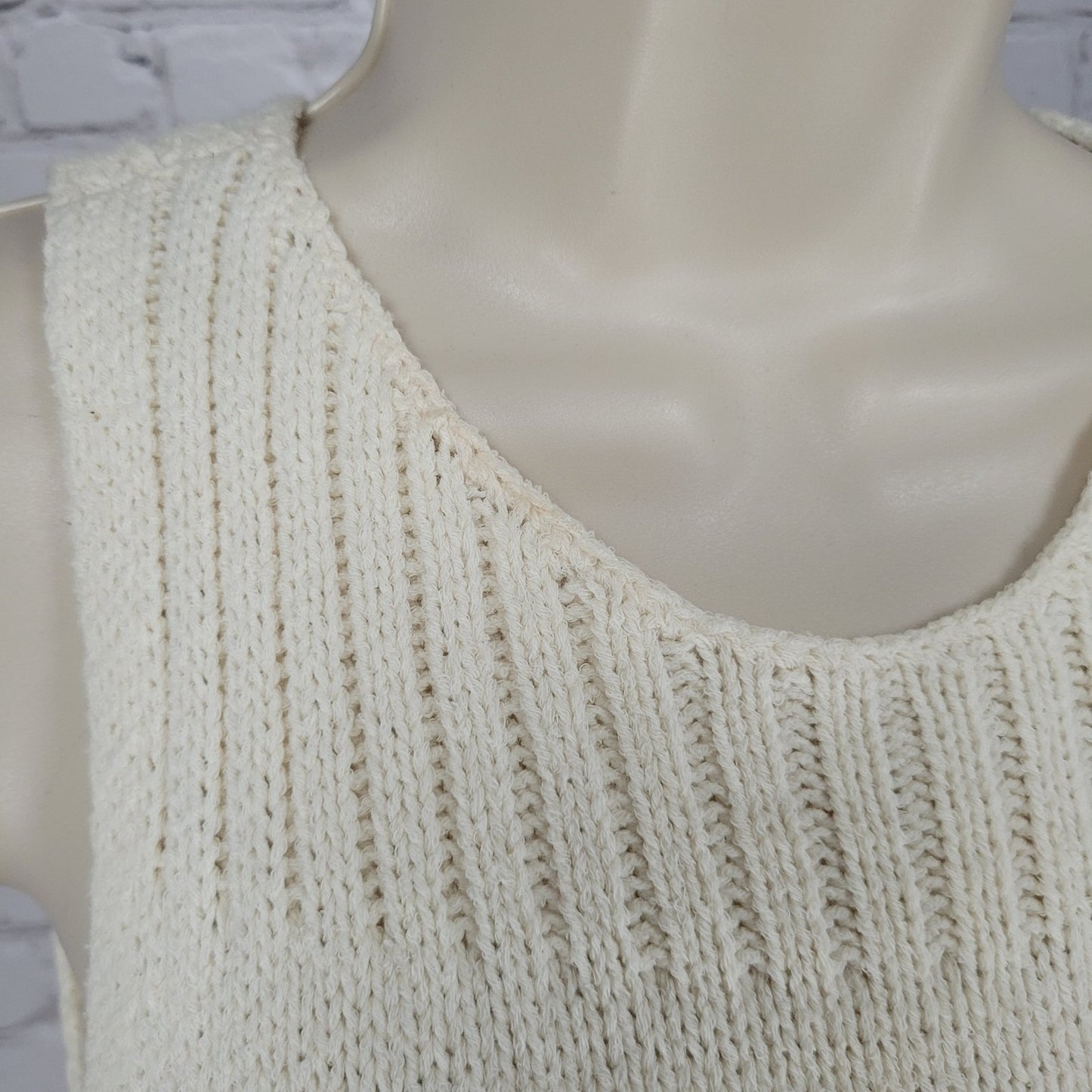 Madewell Cream Cotton Blend Knit Boho Sleeveless Sweater Tank Top Size XXS
