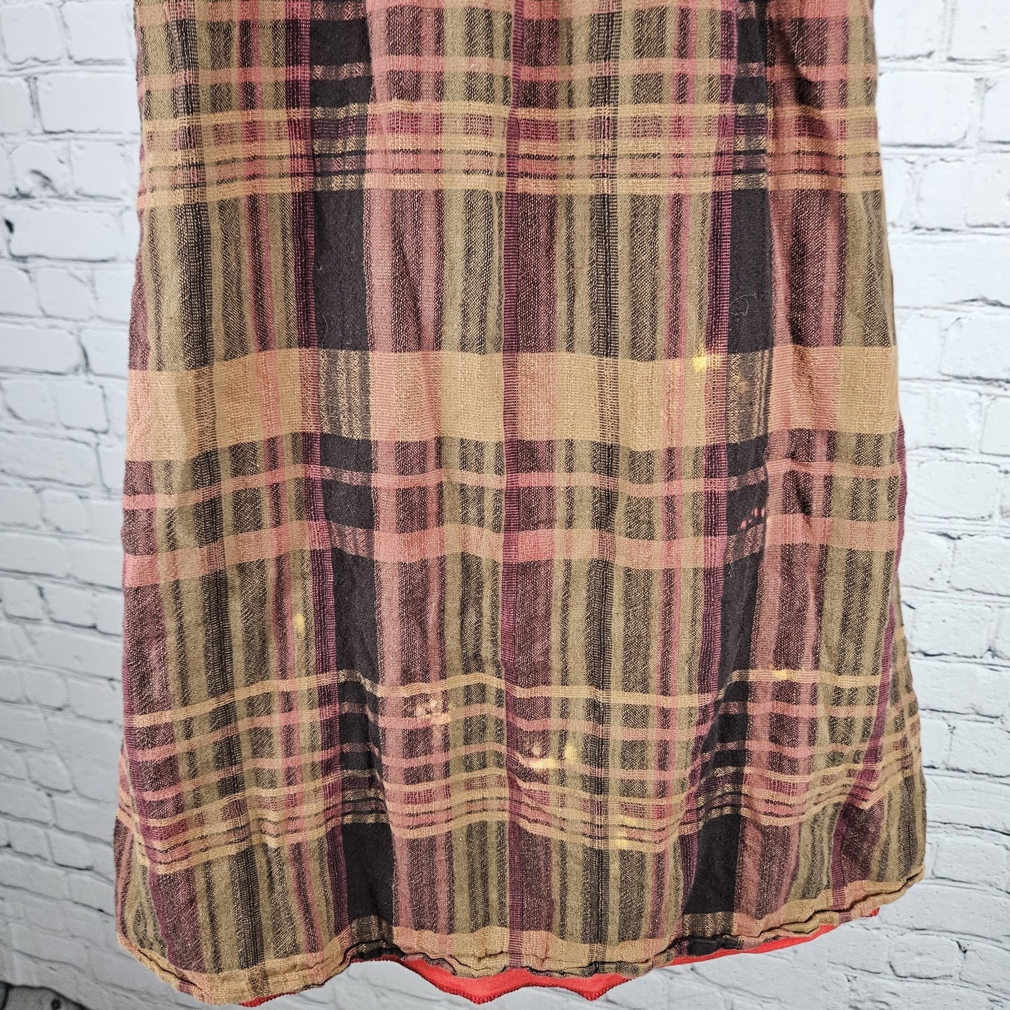 VTG Honolua Wahine Multicolor Plaid Strappy Lined Short Dress USA Medium