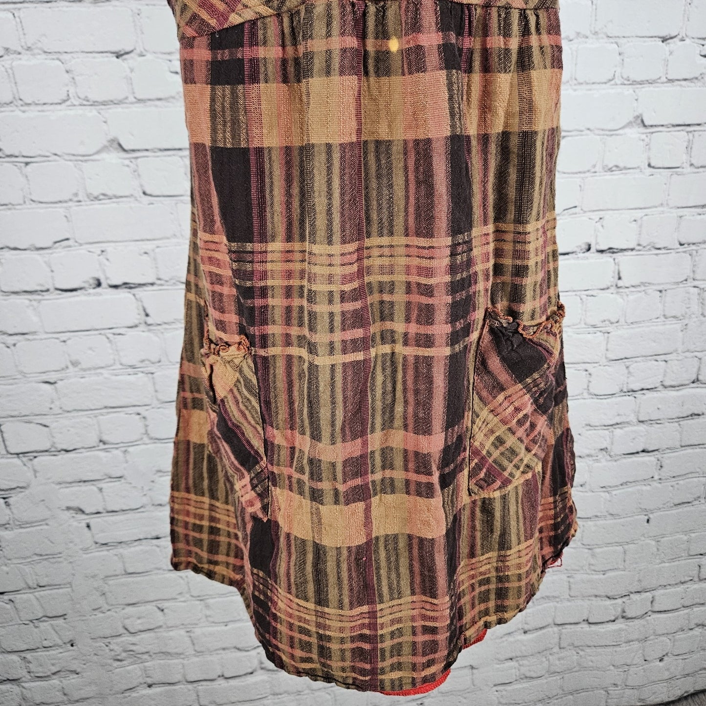VTG Honolua Wahine Multicolor Plaid Strappy Lined Short Dress USA Medium