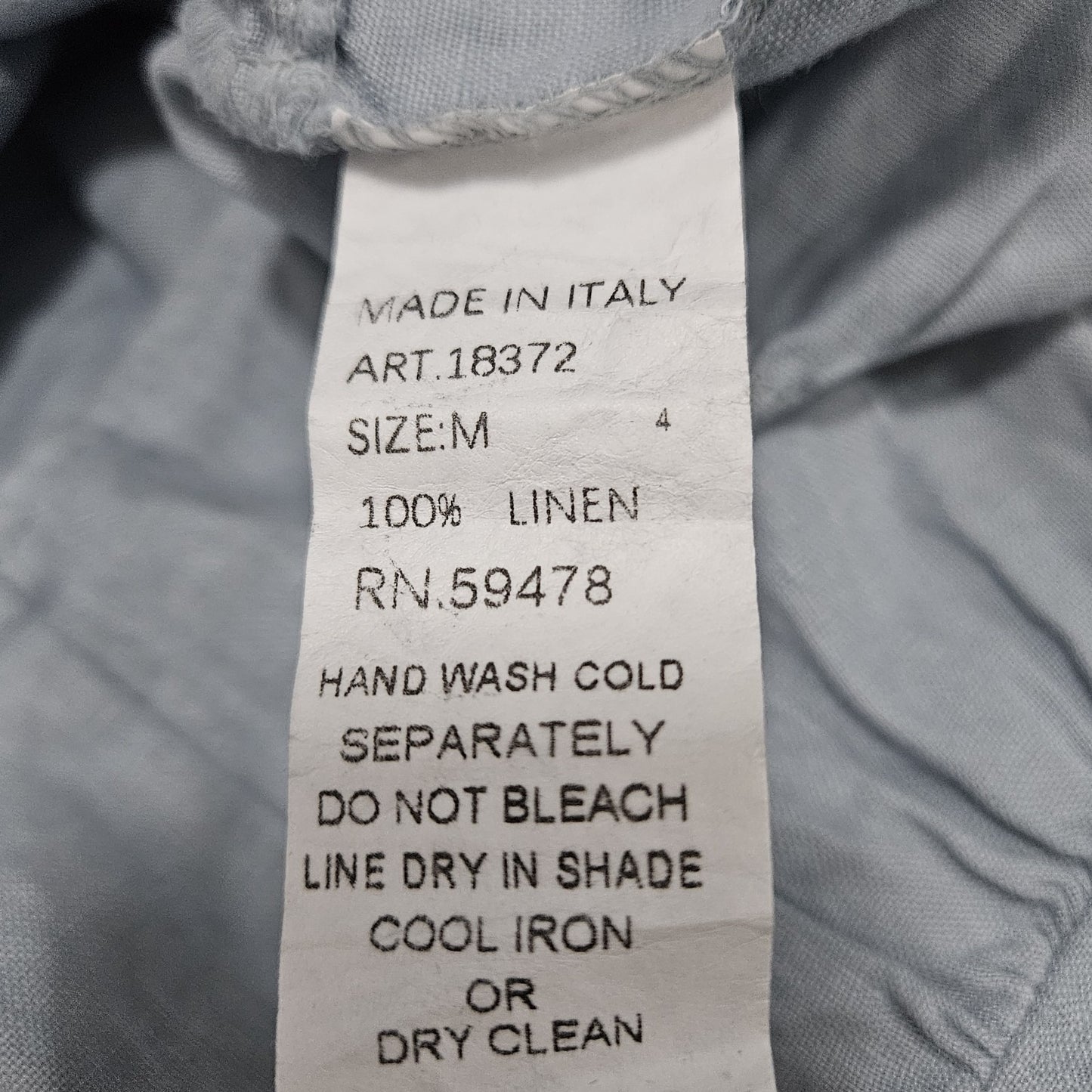 NWT Laura Bianchi Powder Blue 100% Linen Tiered 3/4 Sleeve Top Italy Medium M