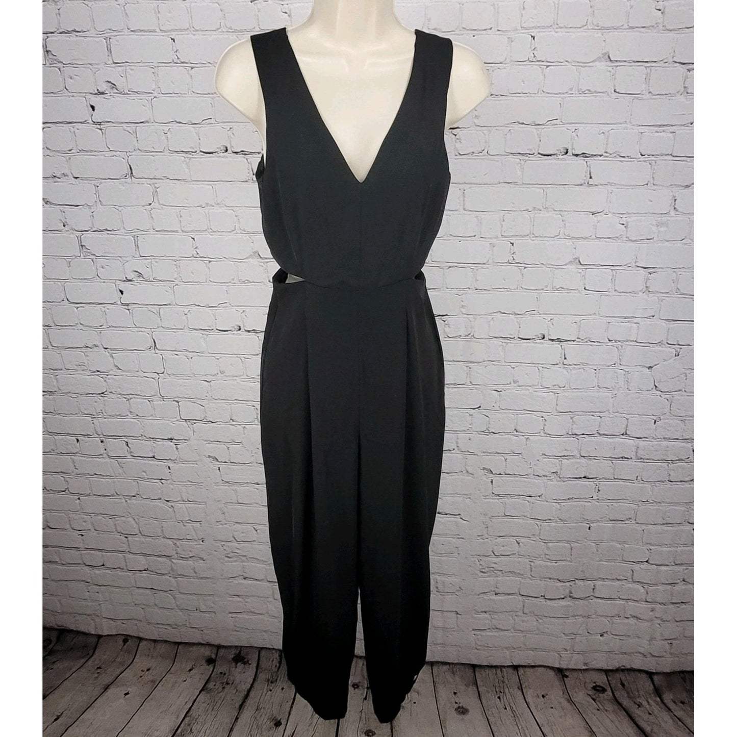 Zara Black Plunge Waist Cut Outs Sleeveless Cropped Jumper One Piece Outfit XS