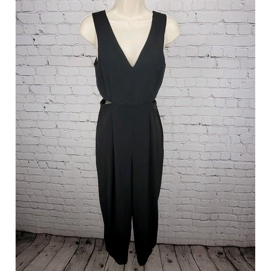 Zara Black Plunge Waist Cut Outs Sleeveless Cropped Jumper One Piece Outfit XS