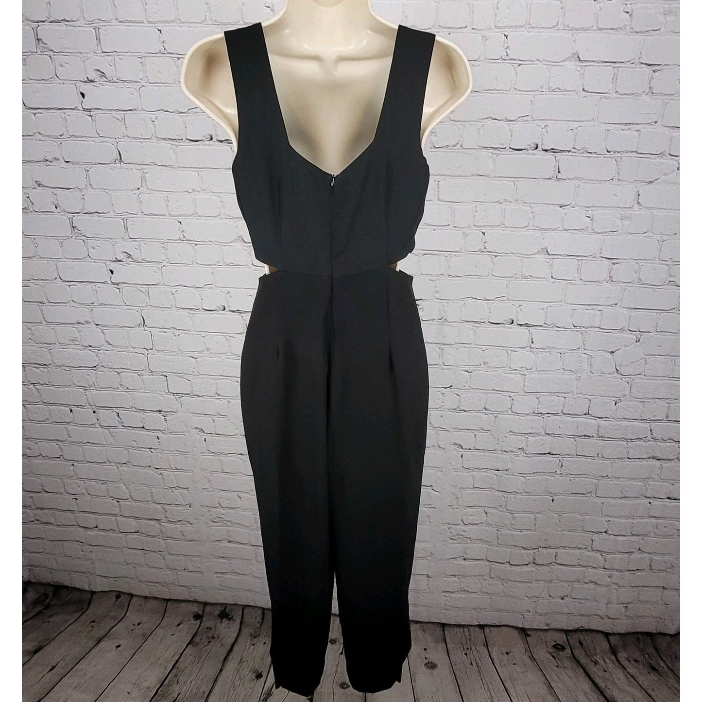 Zara Black Plunge Waist Cut Outs Sleeveless Cropped Jumper One Piece Outfit XS