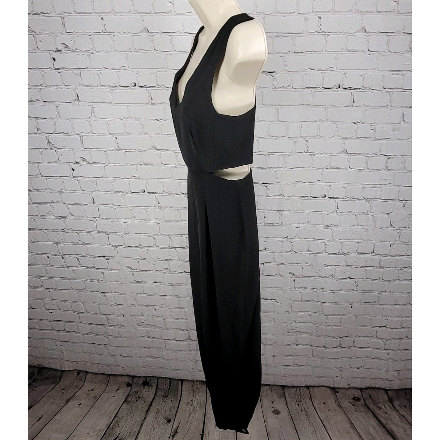 Zara Black Plunge Waist Cut Outs Sleeveless Cropped Jumper One Piece Outfit XS