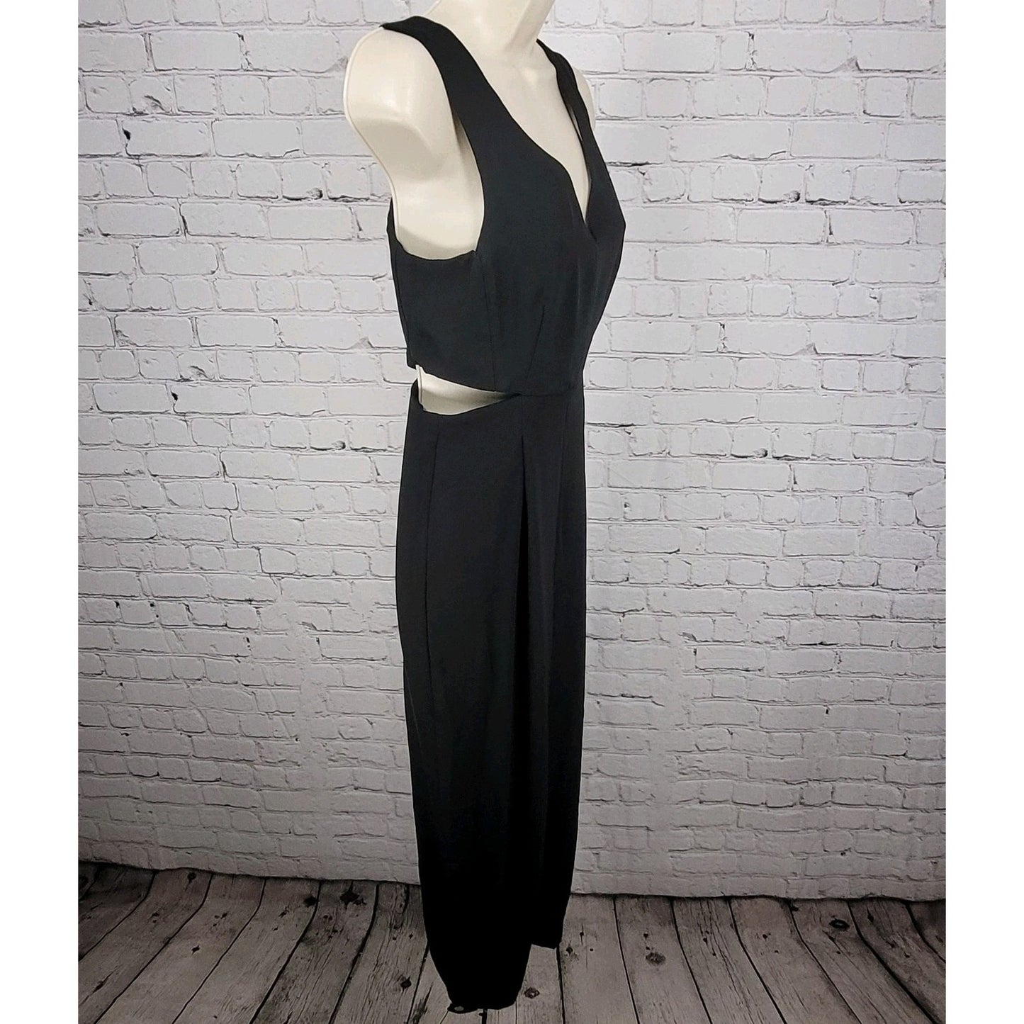 Zara Black Plunge Waist Cut Outs Sleeveless Cropped Jumper One Piece Outfit XS