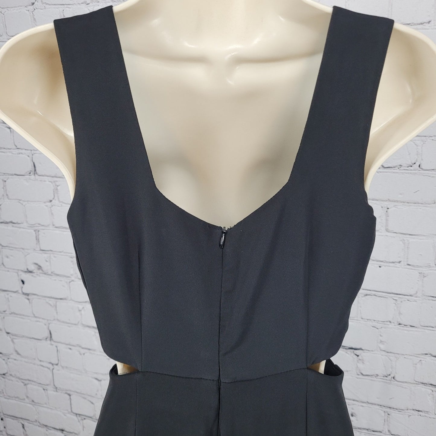 Zara Black Plunge Waist Cut Outs Sleeveless Cropped Jumper One Piece Outfit XS