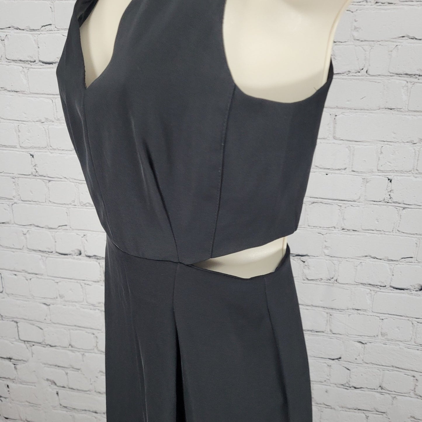 Zara Black Plunge Waist Cut Outs Sleeveless Cropped Jumper One Piece Outfit XS