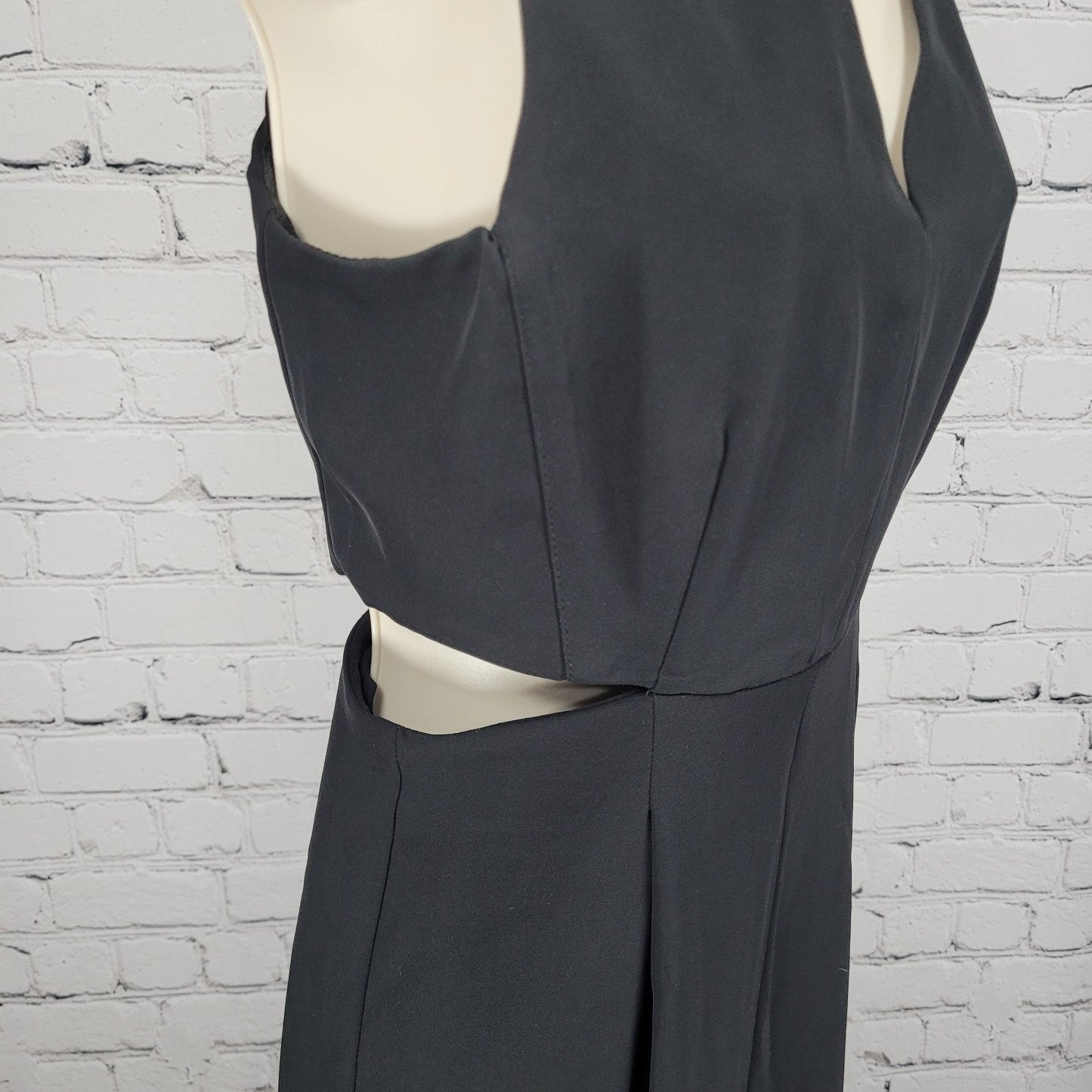 Zara Black Plunge Waist Cut Outs Sleeveless Cropped Jumper One Piece Outfit XS