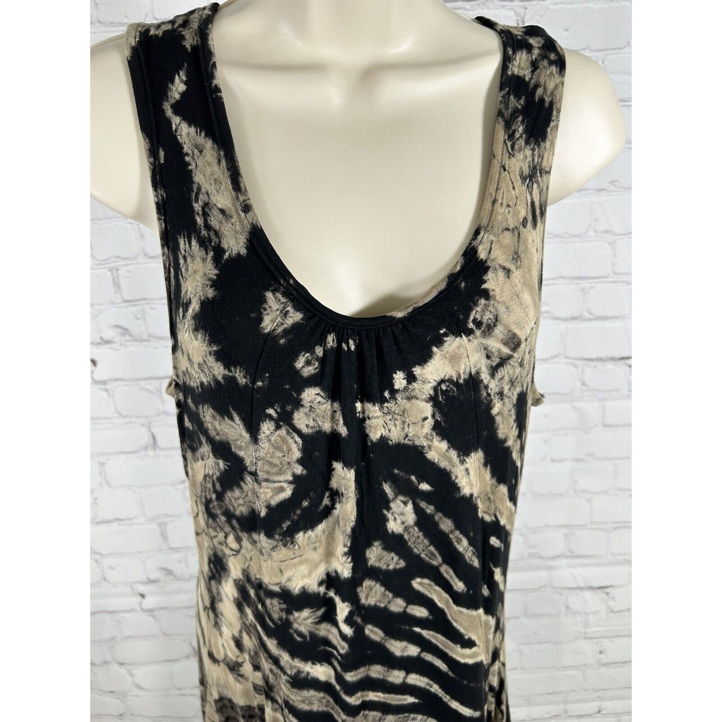 Tucan Tango Black And Brown Sleeveless Back Tie Dress With Pockets One Size (S)