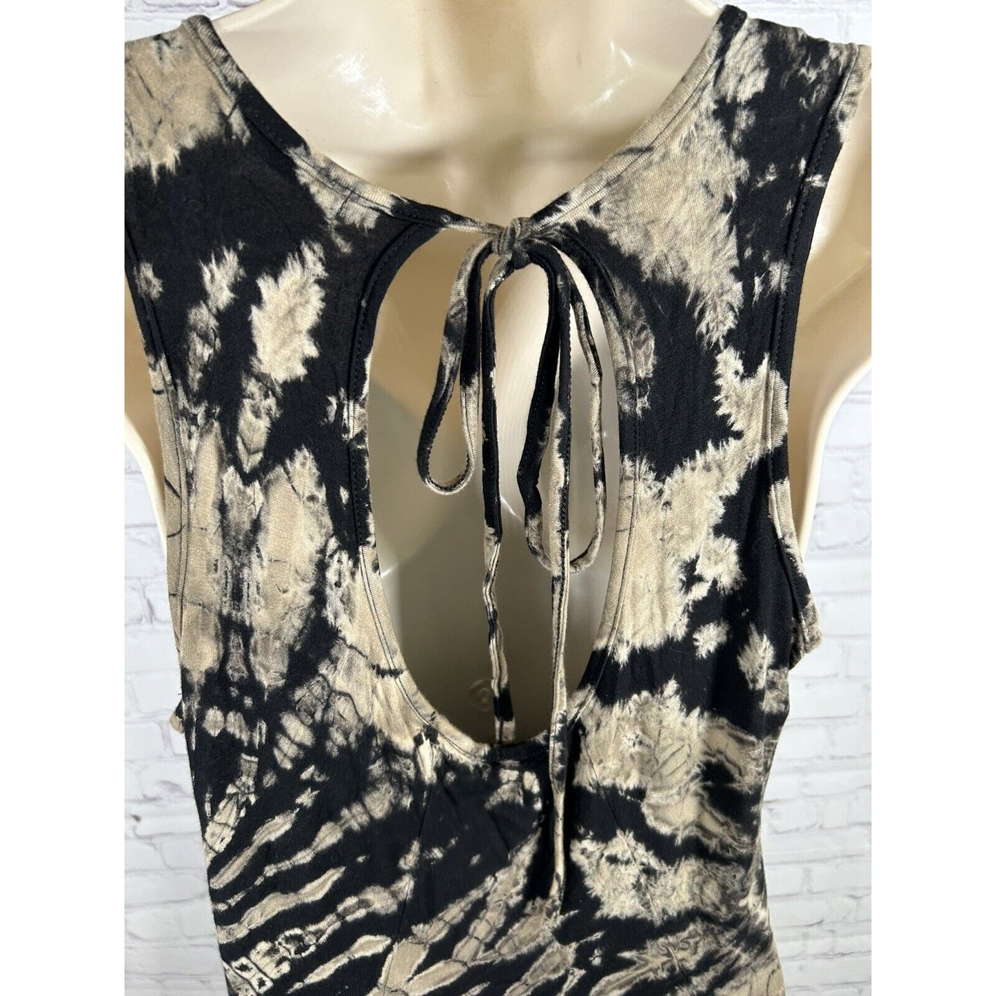 Tucan Tango Black And Brown Sleeveless Back Tie Dress With Pockets One Size (S)