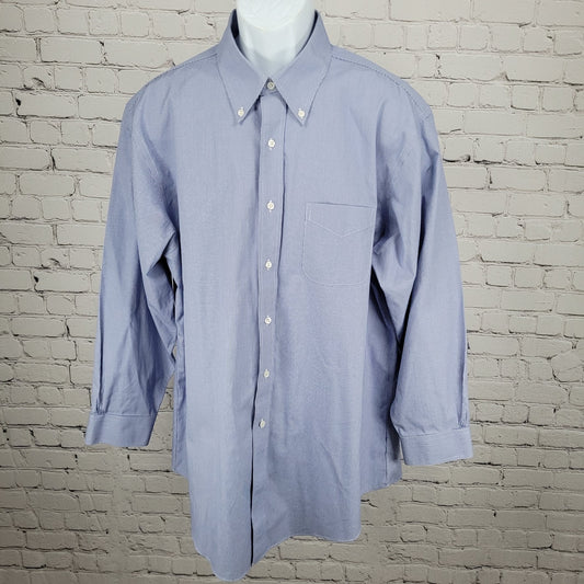 Brooks Brothers Blue Supima Cotton Regent Non Iron Long Sleeve Shirt 17.5-33