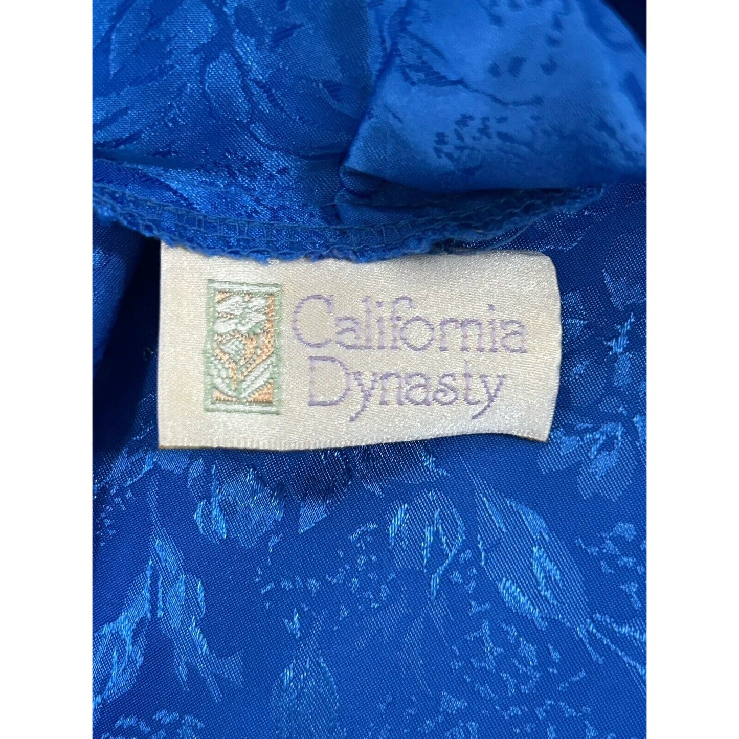 VTG California Dynasty Blue Floral Mid Length Short Sleeve Robe USA Size Small S