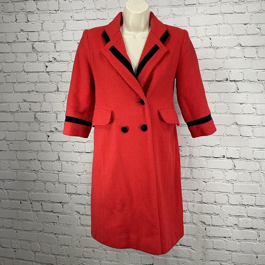 VTG Rothschild Red Wool Buttoned Collared Lined Peacoat USA Made Girls Size 7