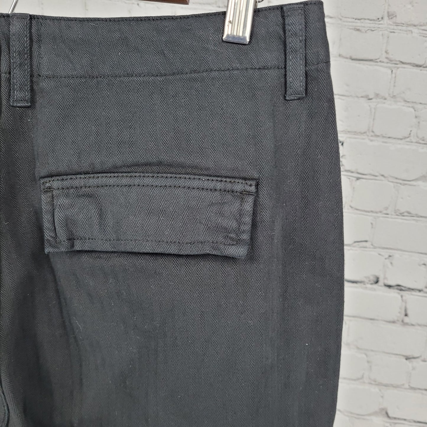 NWT WAX London Black 100% Organic Cotton Cargo Straight Leg Pants 34 (32x30)