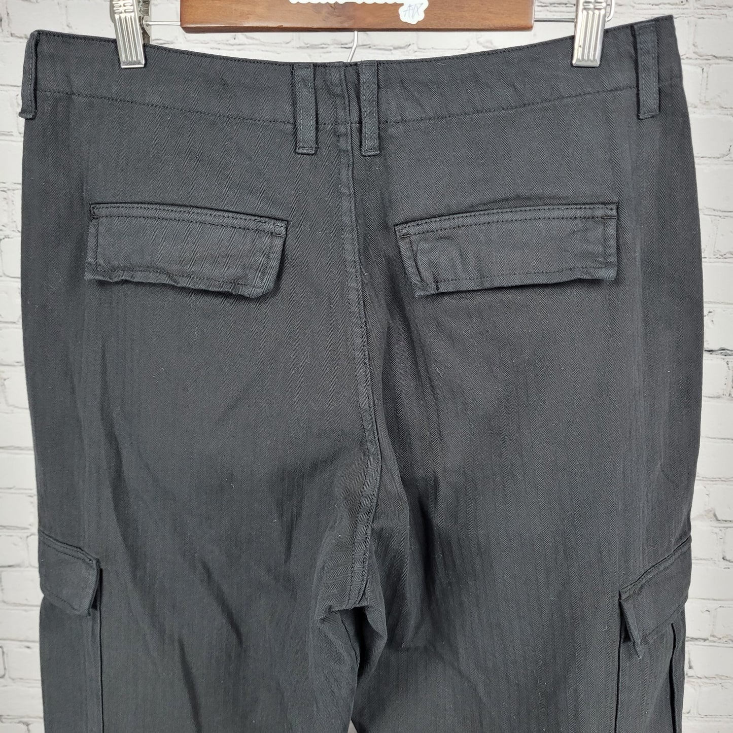 NWT WAX London Black 100% Organic Cotton Cargo Straight Leg Pants 34 (32x30)