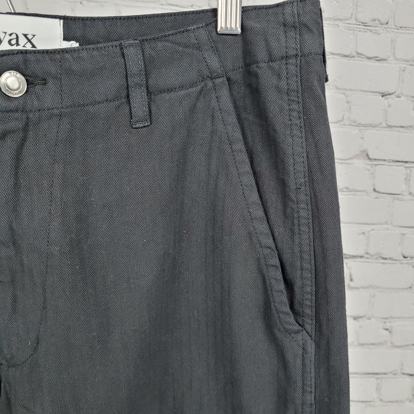 NWT WAX London Black 100% Organic Cotton Cargo Straight Leg Pants 34 (32x30)