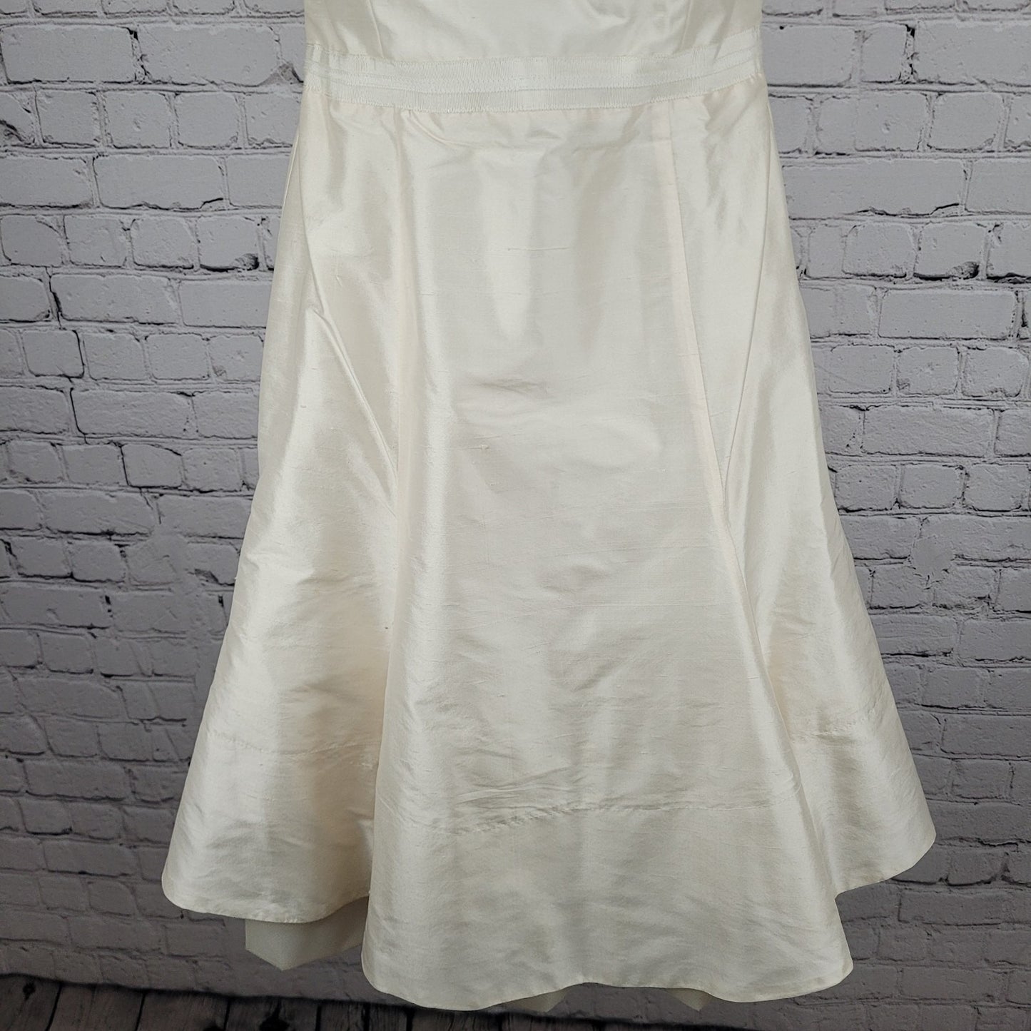 Nicole Miller Ivory 100% Silk Strapless Sweetheart Fit & Flare Boning Dress 4