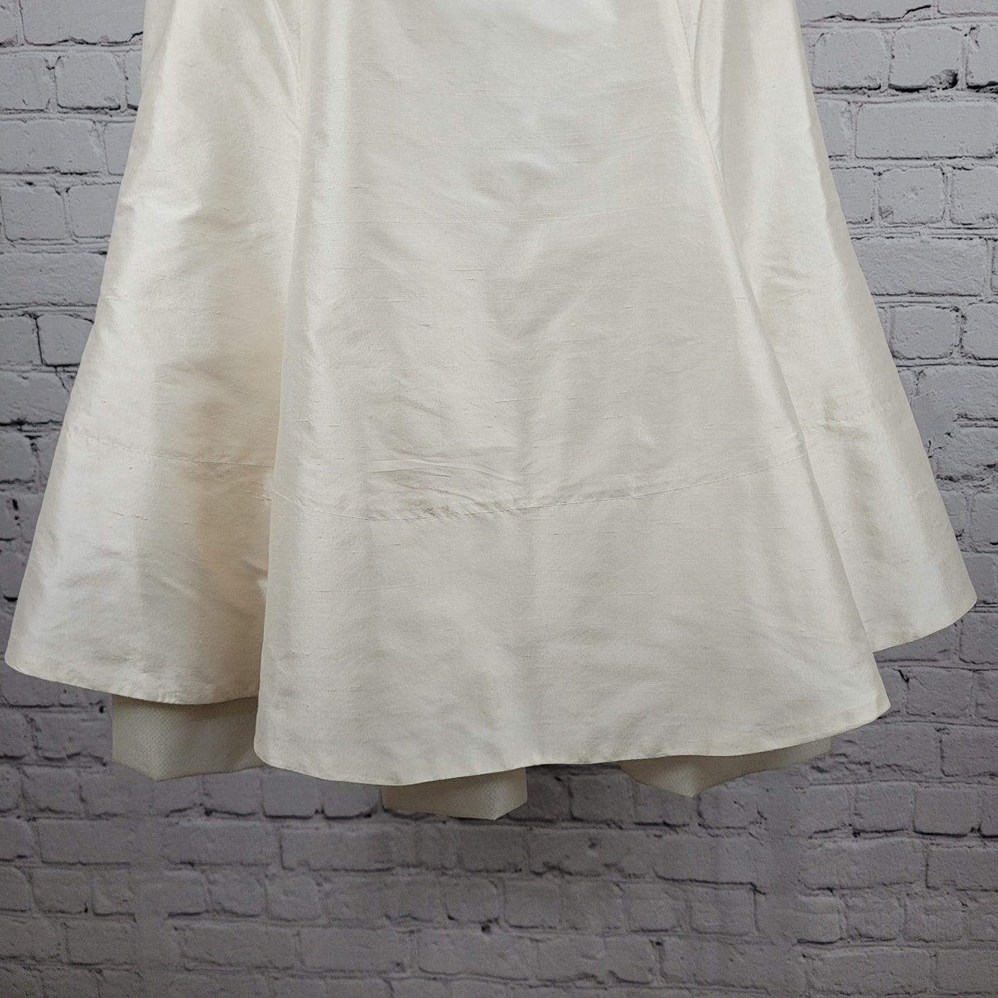 Nicole Miller Ivory 100% Silk Strapless Sweetheart Fit & Flare Boning Dress 4