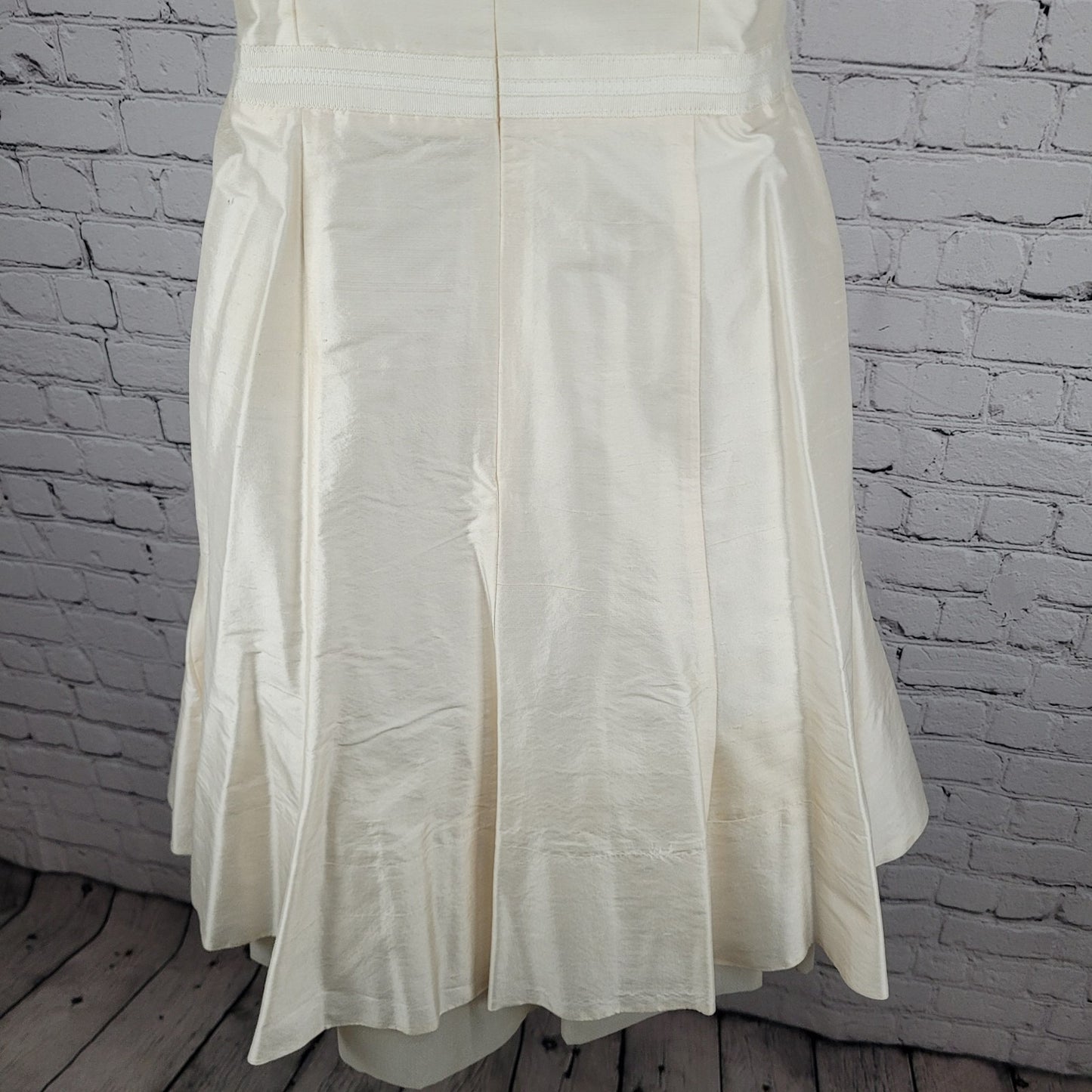 Nicole Miller Ivory 100% Silk Strapless Sweetheart Fit & Flare Boning Dress 4