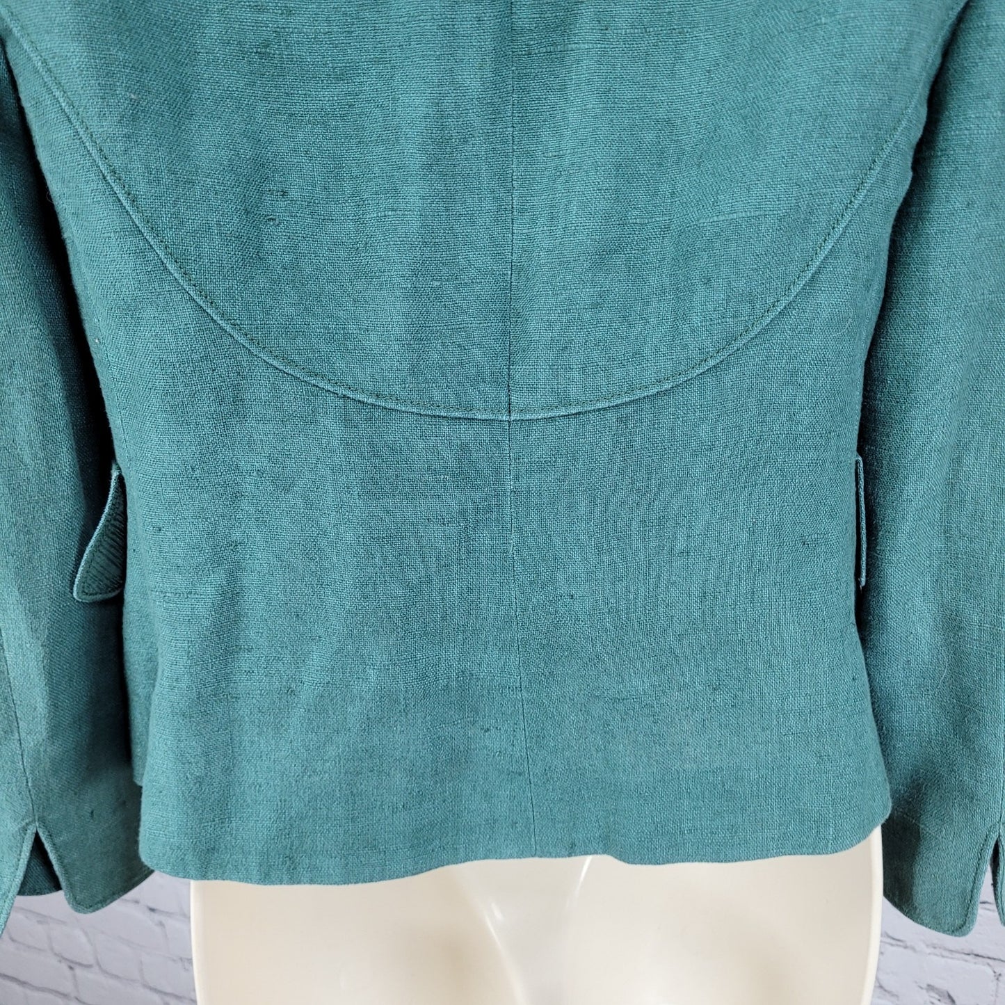 Akris Punto Green 100% Linen Hook Loop Closure Notch Suit Jacket Size 4
