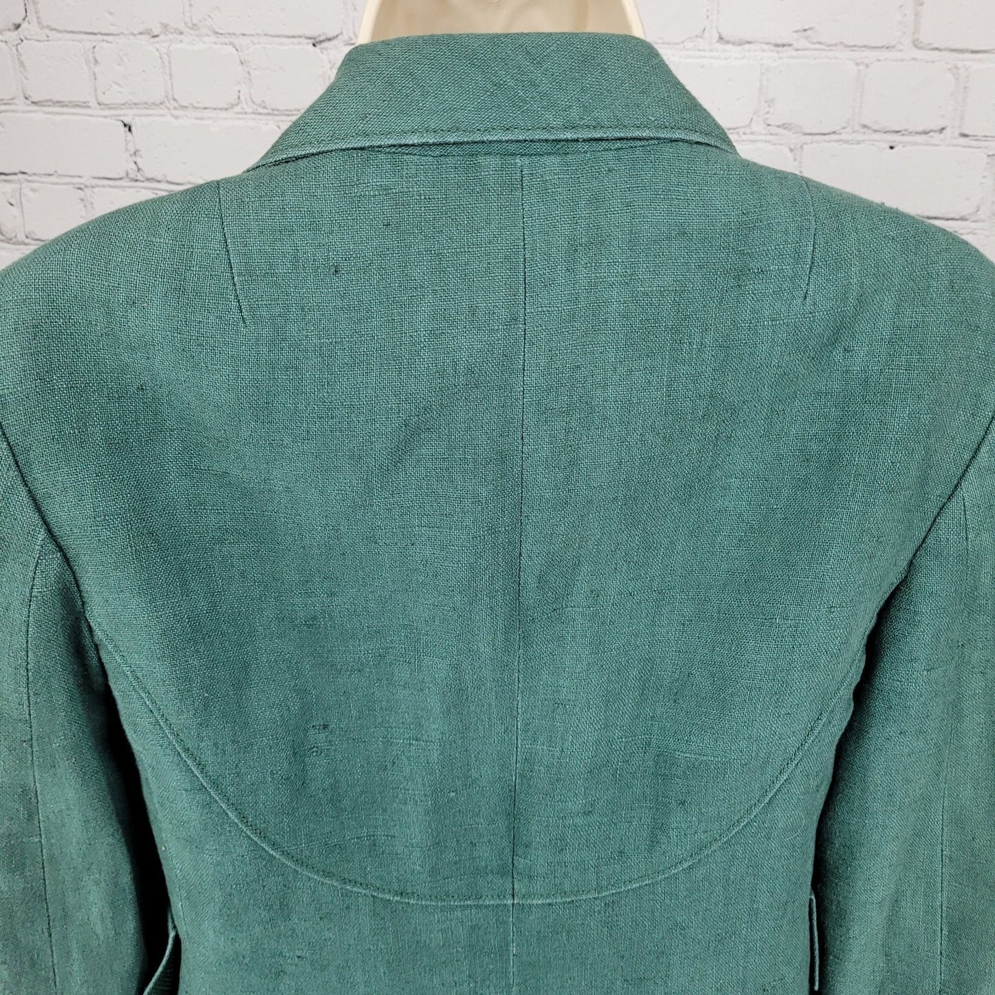 Akris Punto Green 100% Linen Hook Loop Closure Notch Suit Jacket Size 4