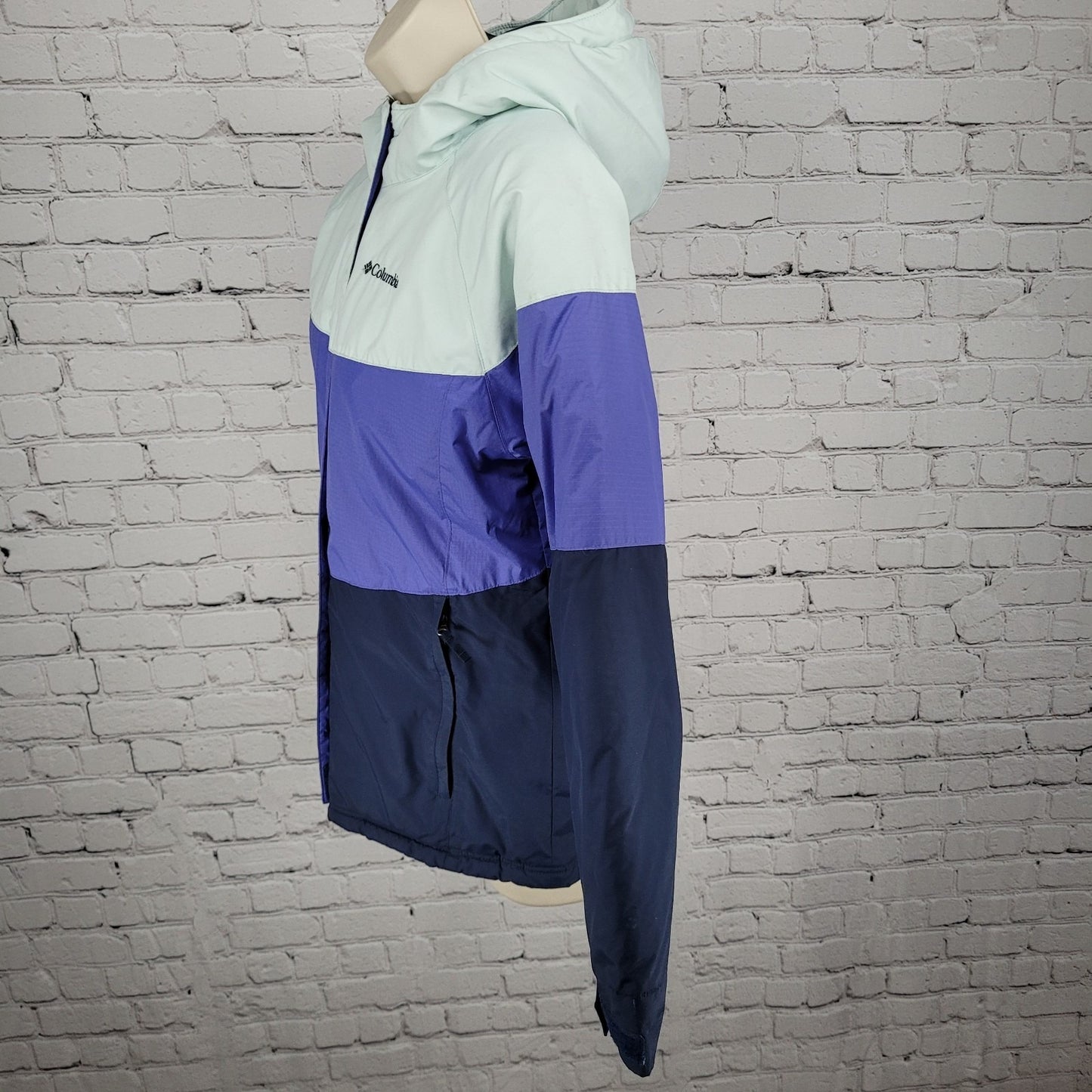 Columbia Omni Shield Purple Blue Insulated Puffer Hooded Jacket Youth L *sm hole