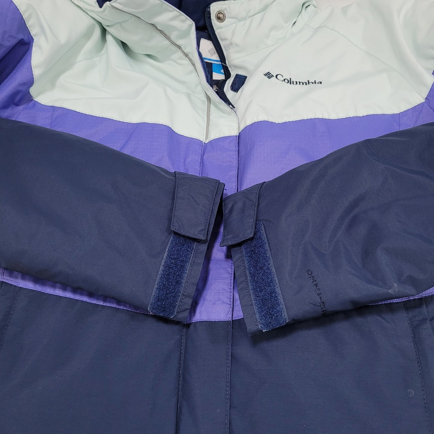 Columbia Omni Shield Purple Blue Insulated Puffer Hooded Jacket Youth L *sm hole