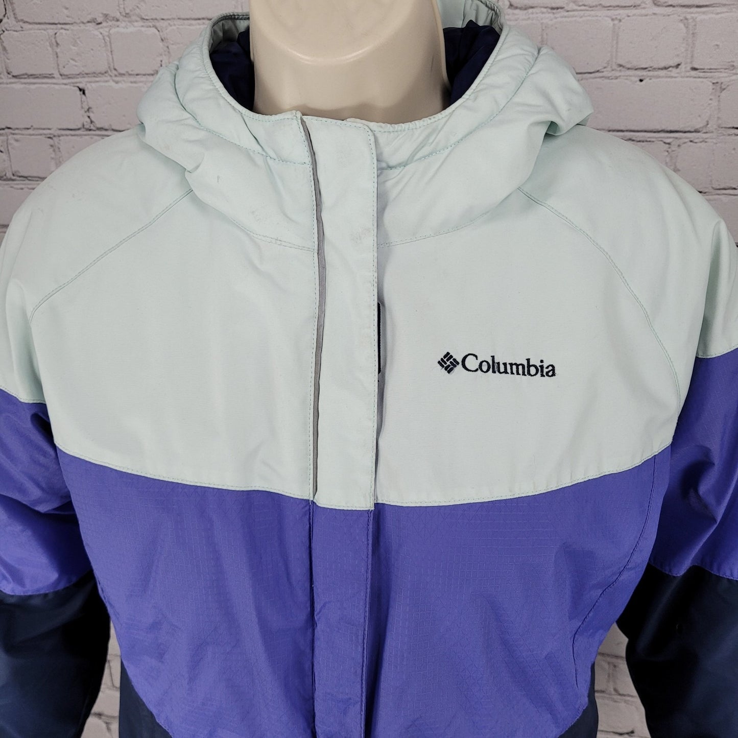 Columbia Omni Shield Purple Blue Insulated Puffer Hooded Jacket Youth L *sm hole