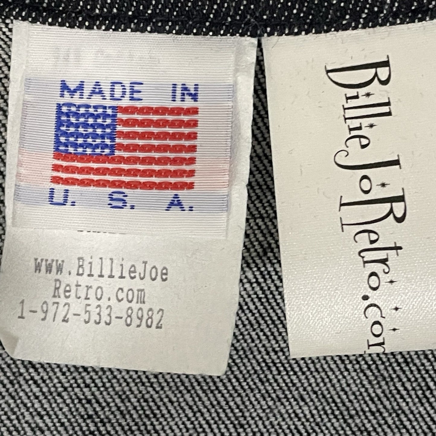 VTG Billie Jo Retro Black Denim Zipped Capri Stretch Pockets Jumpsuit USA Small