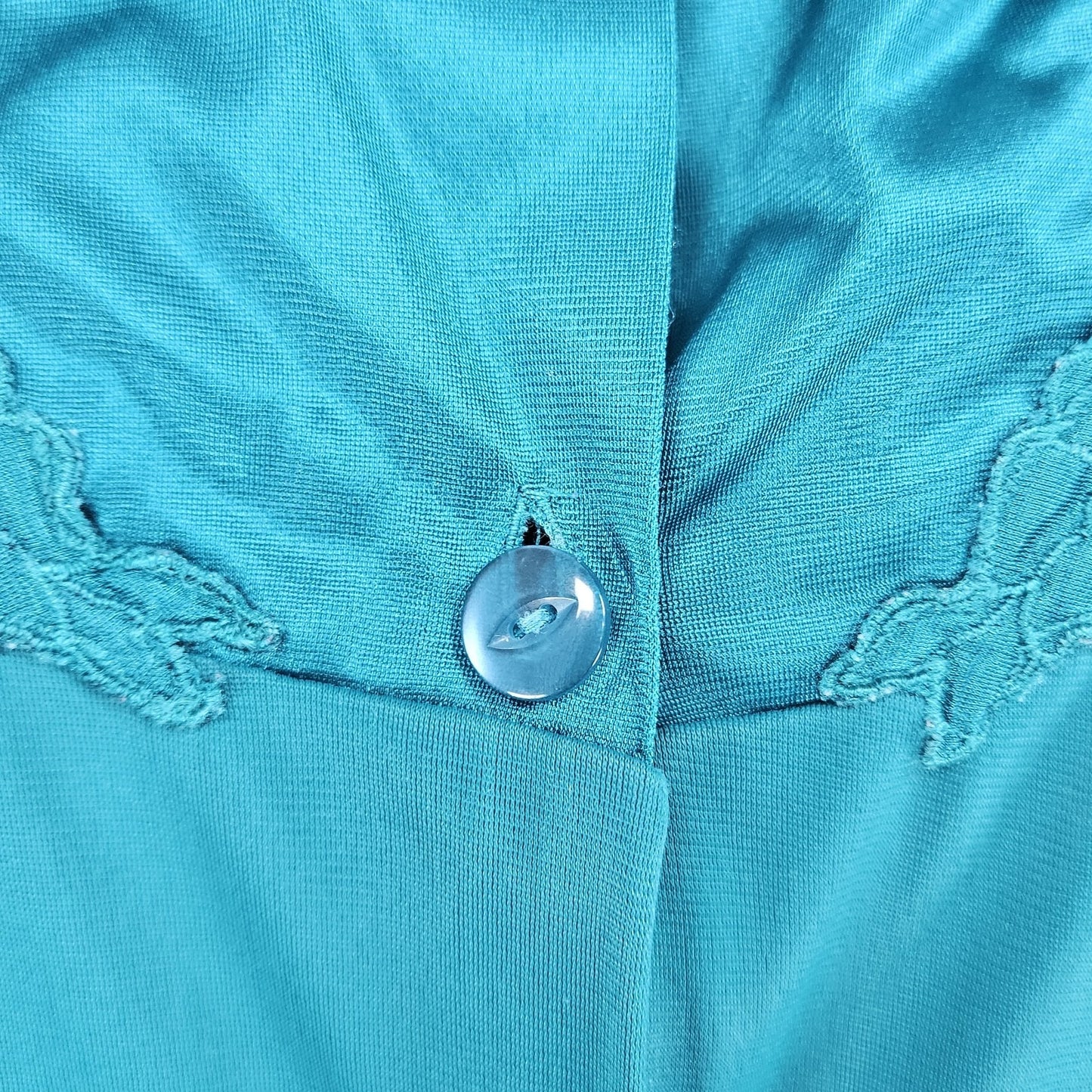 VTG Vanity Fair Blue Satin Trim 2 Piece Sleepwear Robe Nightie Set USA XL