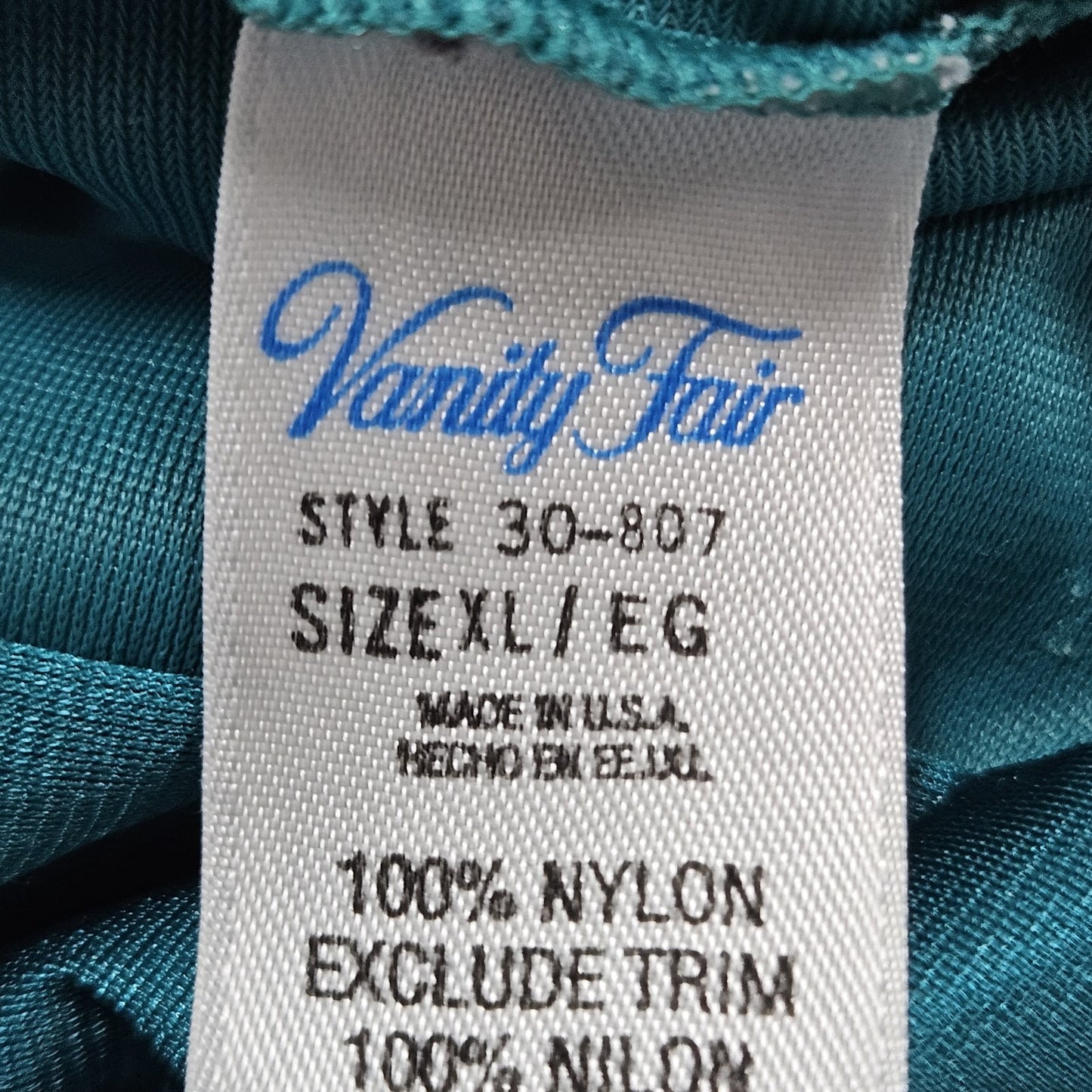 VTG Vanity Fair Blue Satin Trim 2 Piece Sleepwear Robe Nightie Set USA XL