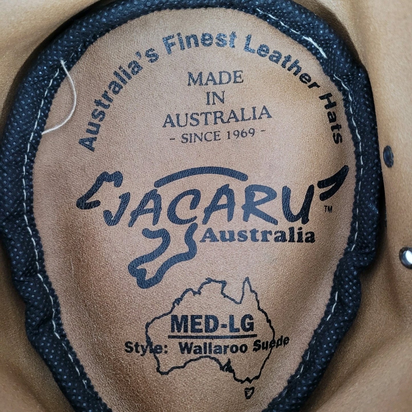 Jacaru Australia Tan Wallaroo Suede Finest Leather Hat Medium-Large M/L
