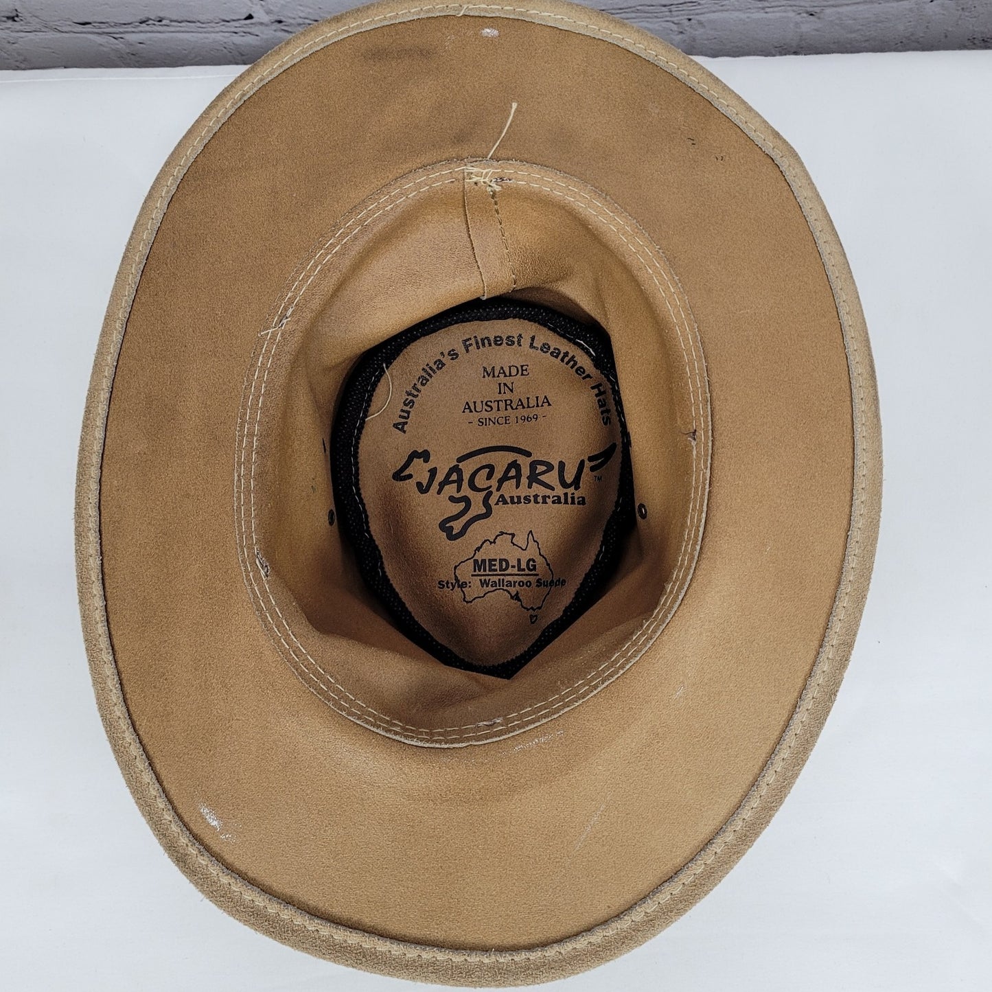 Jacaru Australia Tan Wallaroo Suede Finest Leather Hat Medium-Large M/L