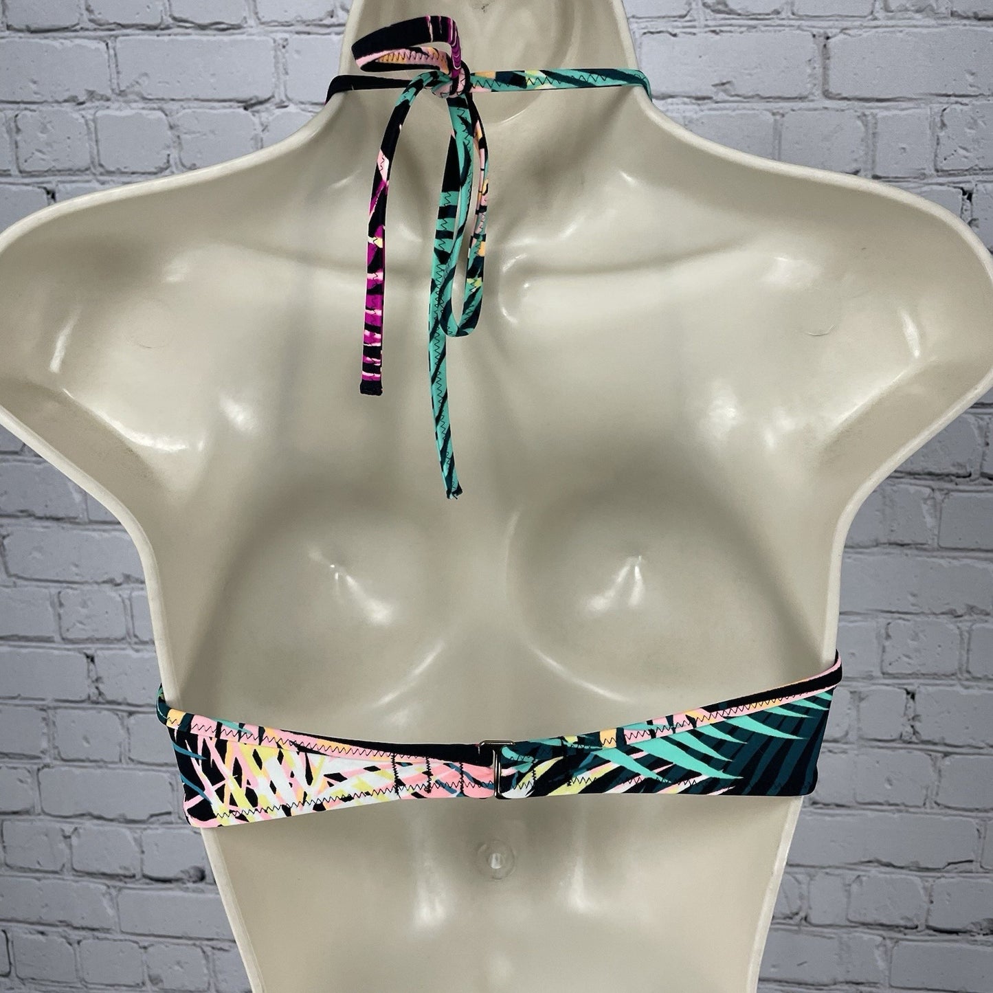 Shade & Shore Tropical Underwire Push Up Halter Swimsuit Bikini Top Size 36B