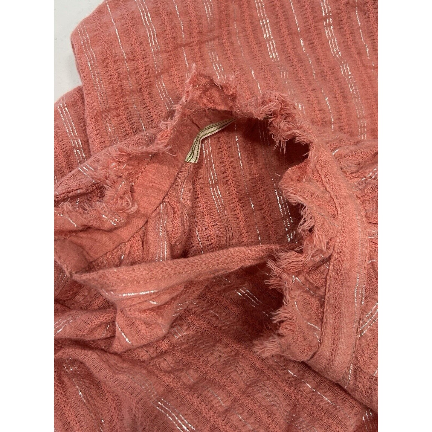 Anthropologie Pilcro Tavi Pink Metallic Button Up Long Sleeve Blouse Size Large