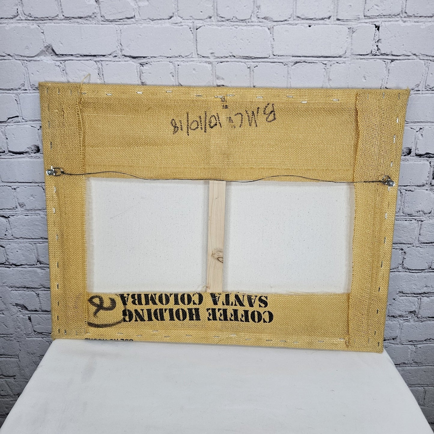 Daterra Coffee Authentic Burlap Sack Wrapped Canvas Wood Framed Art 24x18