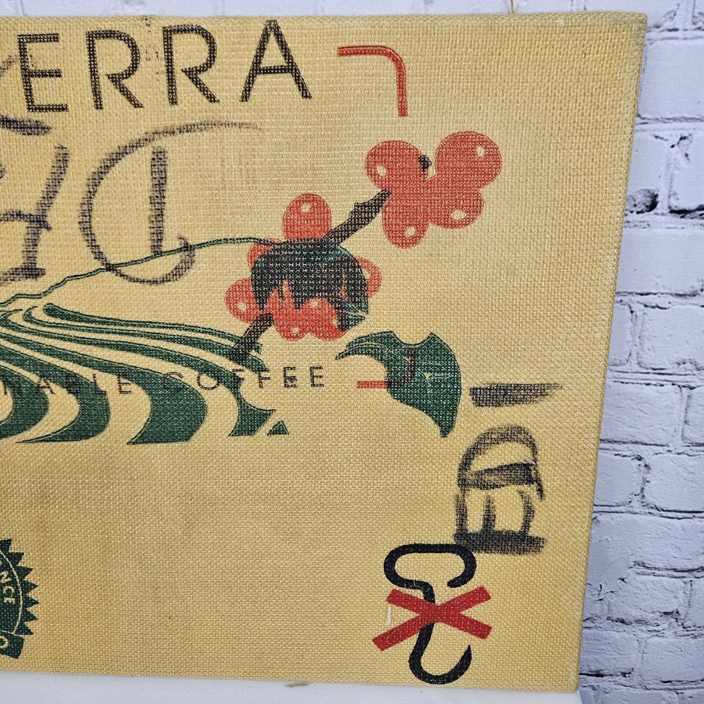 Daterra Coffee Authentic Burlap Sack Wrapped Canvas Wood Framed Art 24x18