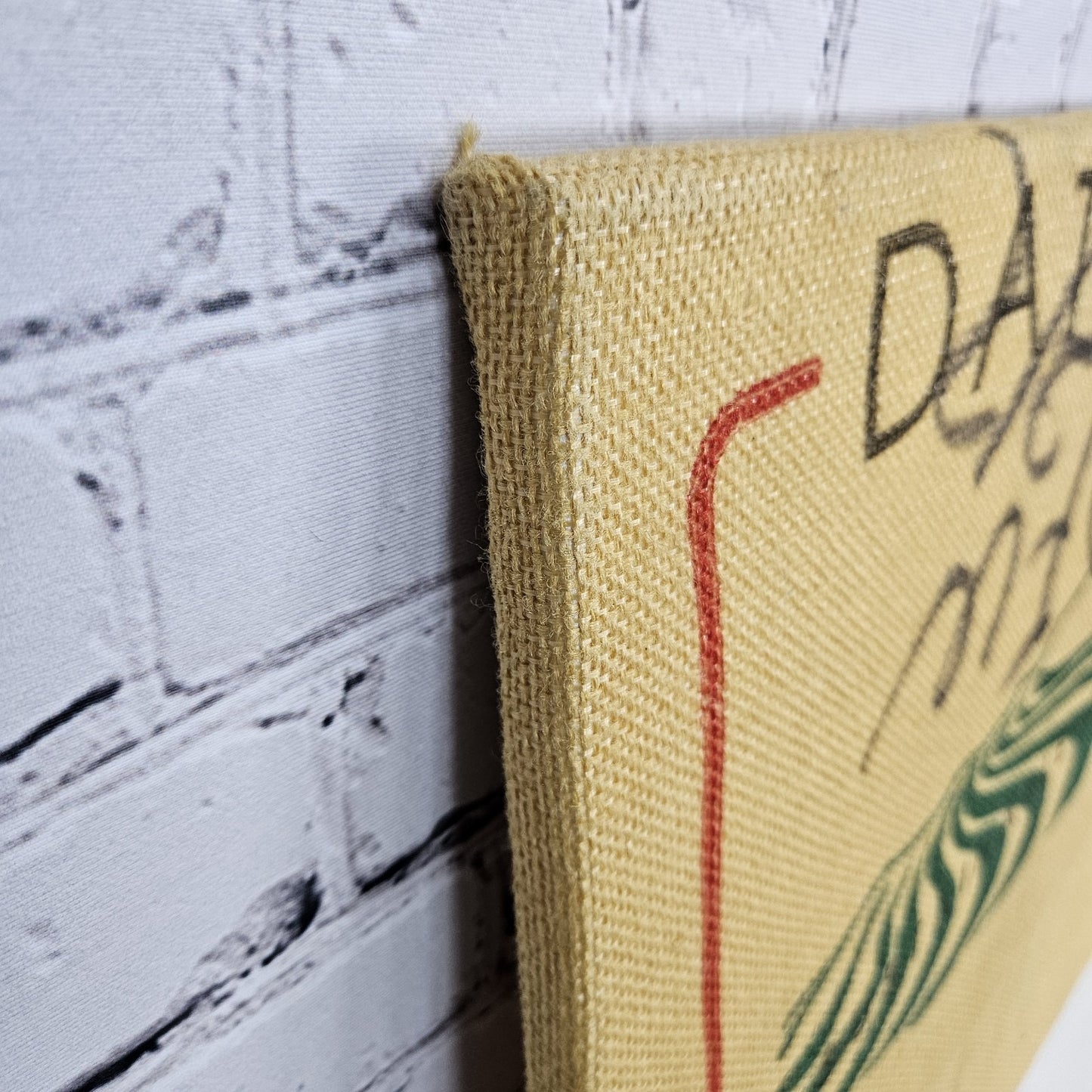Daterra Coffee Authentic Burlap Sack Wrapped Canvas Wood Framed Art 24x18