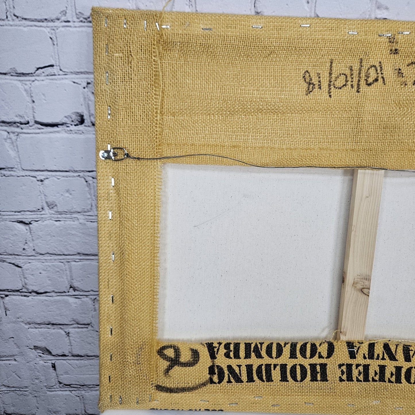 Daterra Coffee Authentic Burlap Sack Wrapped Canvas Wood Framed Art 24x18