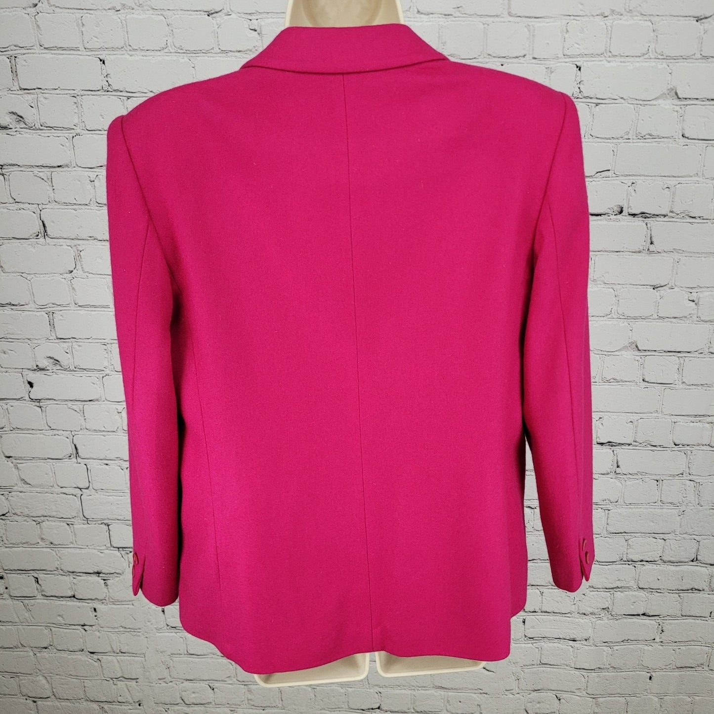 VTG Epitome Fuchsia Pink Wool Notch 2 Button Blazer Jacket Japan Made Size 12